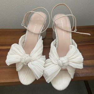 Loeffler Randall Camellia Knot Ankle Strap Sandals Pearl